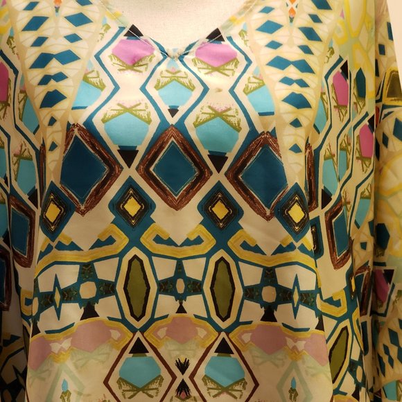 Chico's Abstract Print multi color Poncho - Picture 2 of 9